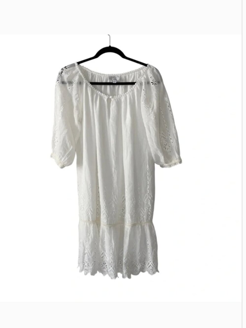 Johnny Was Jade White Boho Flowy Eyelet Dress